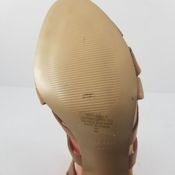 Nine West "Casely" Size 9 Tan Leather Gladiator Heel (S553) - Picture 7 of 7